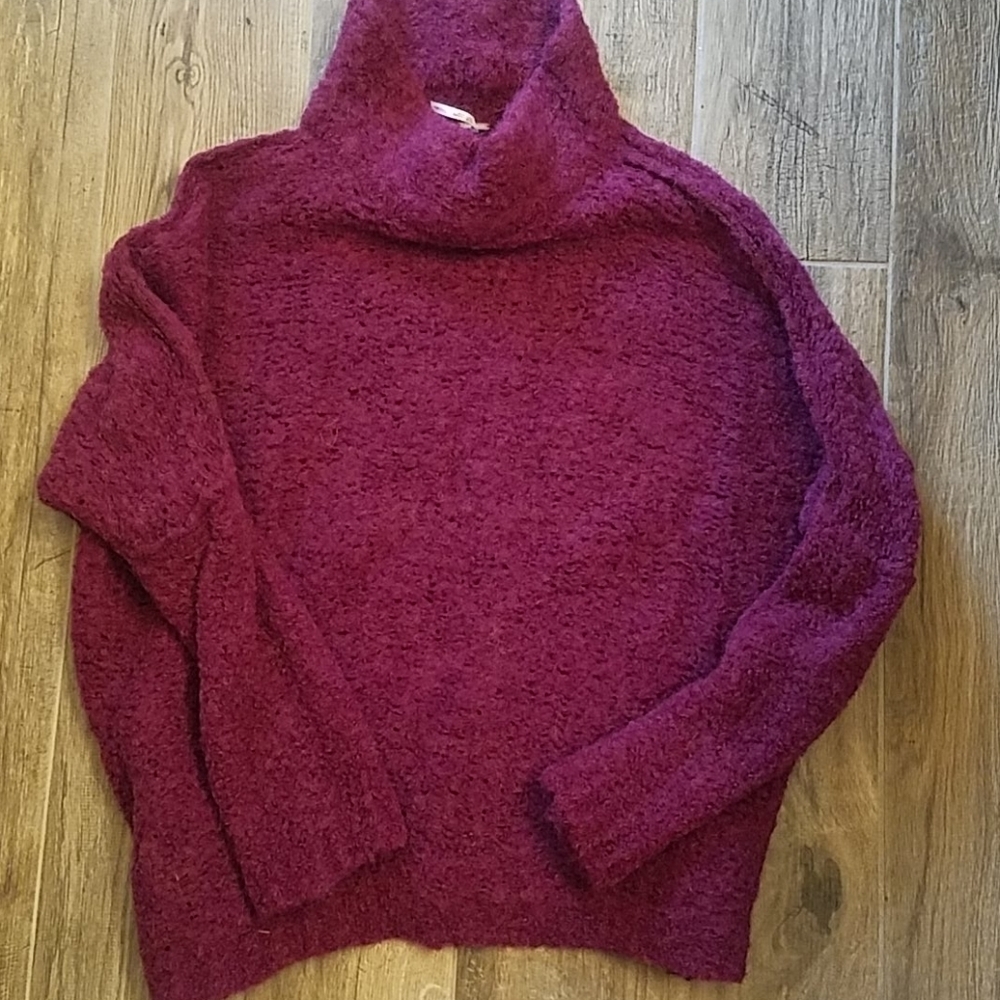 Free People "She's All That" Sweater Top Tunic Knit Cowl Turtleneck EUC Small - Picture 4 of 7